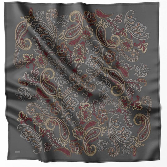 {URUNSEO_TITLE} | BELLI | BELLİ İPEK EŞARP | BELLİ ÇİÇEKLİ DESEN İPEK EŞARP 4207D (TWILL) ANTRASİT - 07