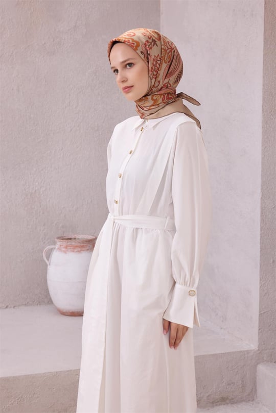 {URUNSEO_TITLE} | BELLI | BELLİ İPEK EŞARP | BELLİ ÇİÇEKLİ DESEN İPEK EŞARP 4207D (TWILL) BEJ - 03
