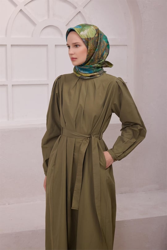 {URUNSEO_TITLE} | BELLI | BELLİ İPEK EŞARP | BELLİ ÇİÇEKLİ DESEN İPEK EŞARP 4225D (TWILL) HAKİ - 84