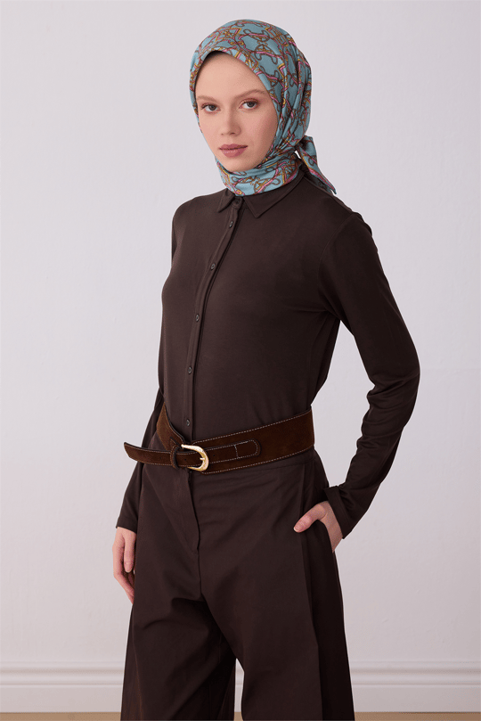 Belli Çok Renkli Klasik Desen %100 Twill İpek Eşarp 4328-51