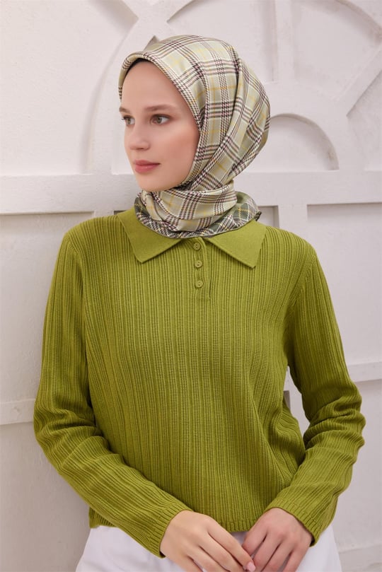 {URUNSEO_TITLE} | BELLI | BELLİ İPEK EŞARP | BELLİ EKOSE DESEN İPEK EŞARP 4218D (TWILL) YEŞİL - 55