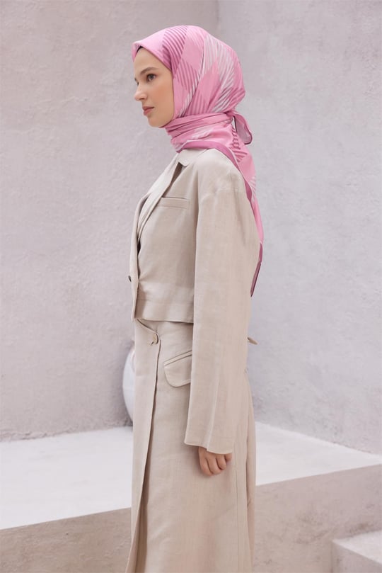 {URUNSEO_TITLE} | BELLI | POLYESTER EŞARP | BELLİ EKOSE DESEN NOVA PEMBE EŞARP 1005