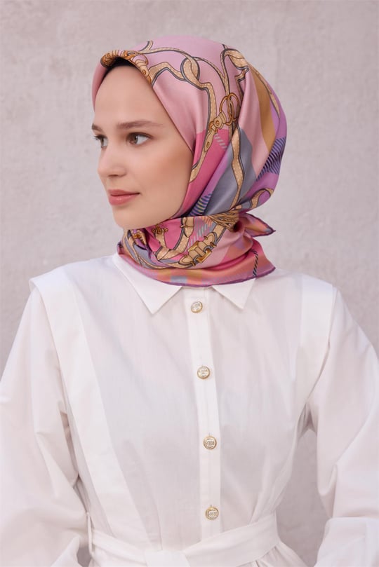 {URUNSEO_TITLE} | BELLI | BELLİ İPEK EŞARP | BELLİ EKOSE KEMER DESEN İPEK EŞARP 4206D (TWILL) PUDRA - 06
