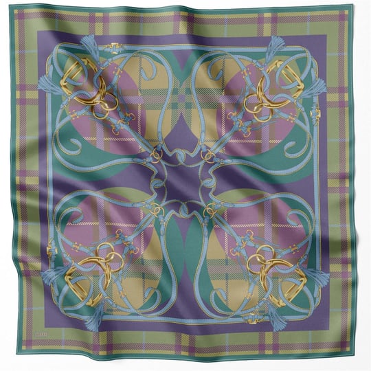 BELLİ EKOSE KEMER DESEN İPEK EŞARP 4206D (TWILL) YEŞİL - 03