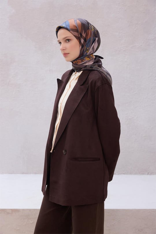 {URUNSEO_TITLE} | BELLI | BELLİ İPEK EŞARP | BELLİ EKOSE KEMER DESEN İPEK EŞARP 4206D (TWILL) KOYU VİZON - 51