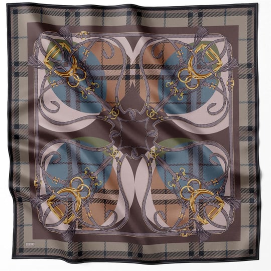 BELLİ EKOSE KEMER DESEN İPEK EŞARP 4206D (TWILL) KOYU VİZON - 51