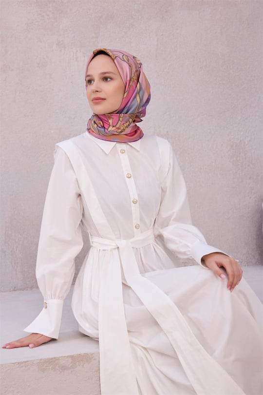 {URUNSEO_TITLE} | BELLI | BELLİ İPEK EŞARP | BELLİ EKOSE KEMER DESEN İPEK EŞARP 4206D (TWILL) PUDRA - 06
