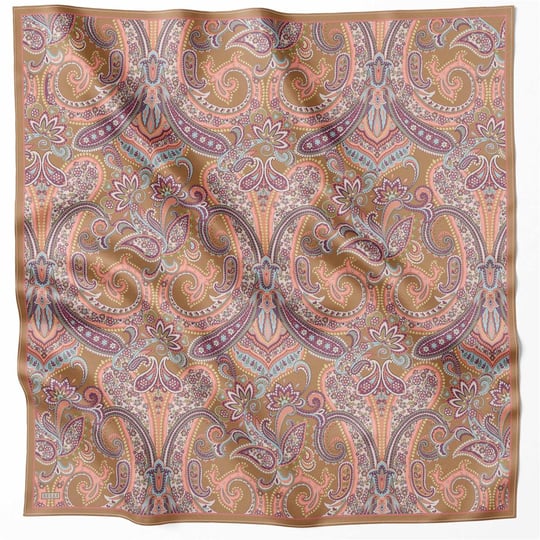 BELLİ ETNİK DESEN İPEK EŞARP 4202D (TWILL) VİZON - 54