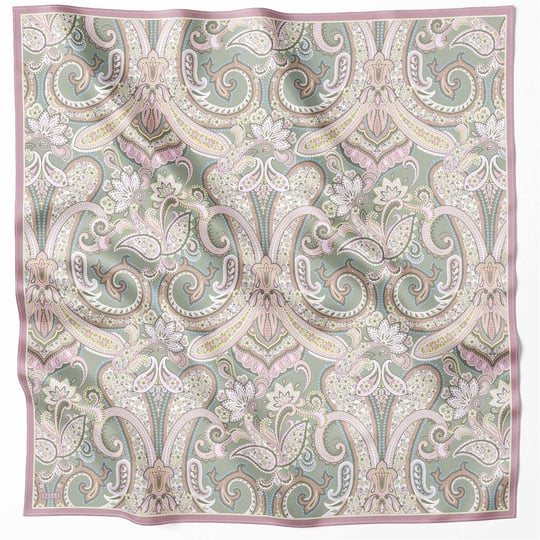 BELLİ ETNİK DESEN İPEK EŞARP 4202D (TWILL) PUDRA - 52