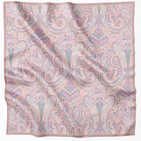BELLİ ETNİK DESEN İPEK EŞARP 4202D (TWILL) PUDRA - 03