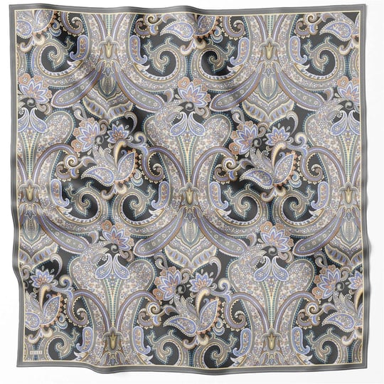 BELLİ ETNİK DESEN İPEK EŞARP 4202D (TWILL) ANTRASİT - 88