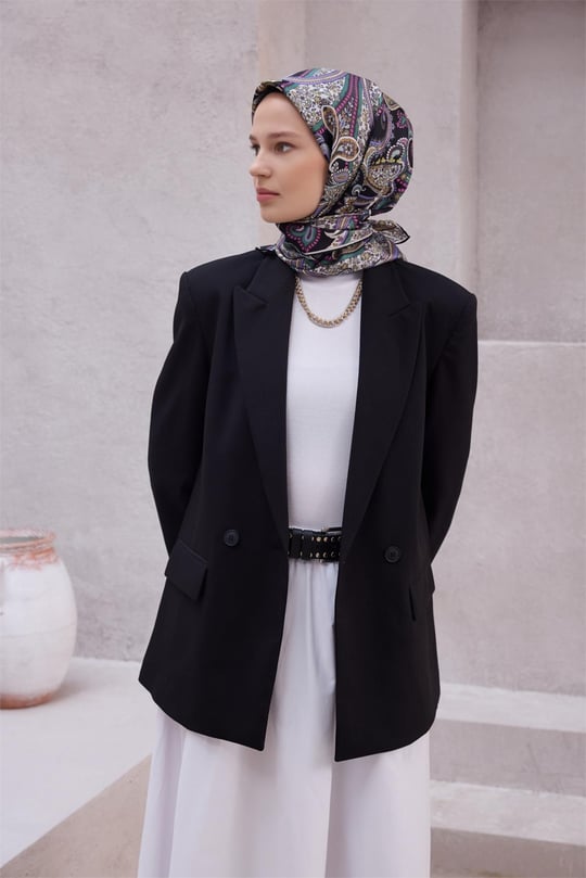 {URUNSEO_TITLE} | BELLI | BELLİ İPEK EŞARP | BELLİ ETNİK DESEN İPEK EŞARP 4202D (TWILL) SİYAH - 87