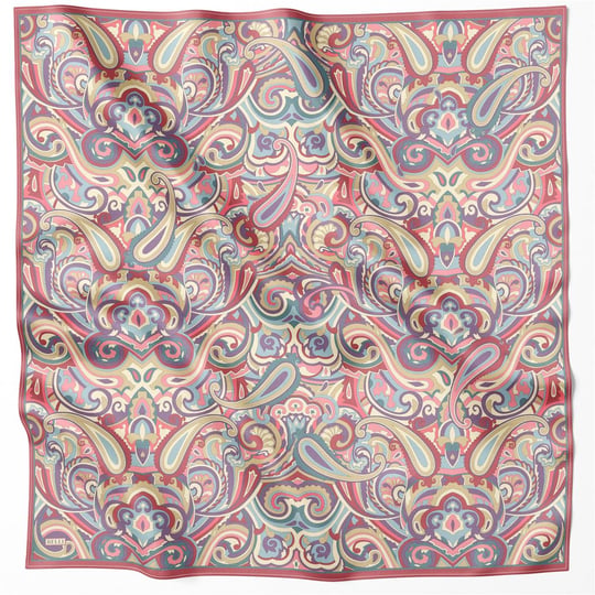 BELLİ ETNİK DESEN İPEK EŞARP 4222D (TWILL) KIMIZI - 80