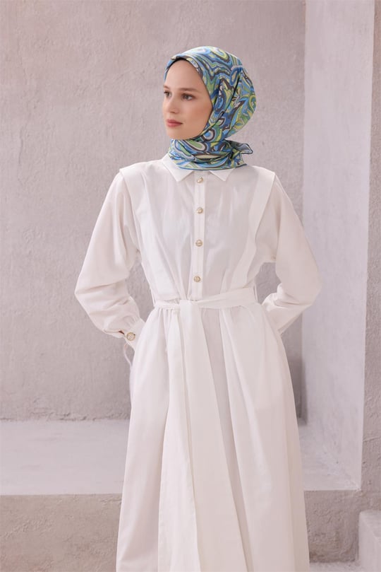 {URUNSEO_TITLE} | BELLI | BELLİ İPEK EŞARP | BELLİ ETNİK DESEN İPEK EŞARP 4222D (TWILL) YEŞİL MAVİ - 81