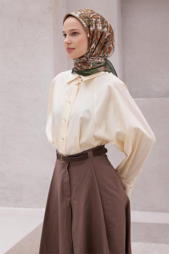 {URUNSEO_TITLE} | BELLI | POLYESTER EŞARP | BELLİ ETNİK DESEN NOVA HAKİ EŞARP 1004