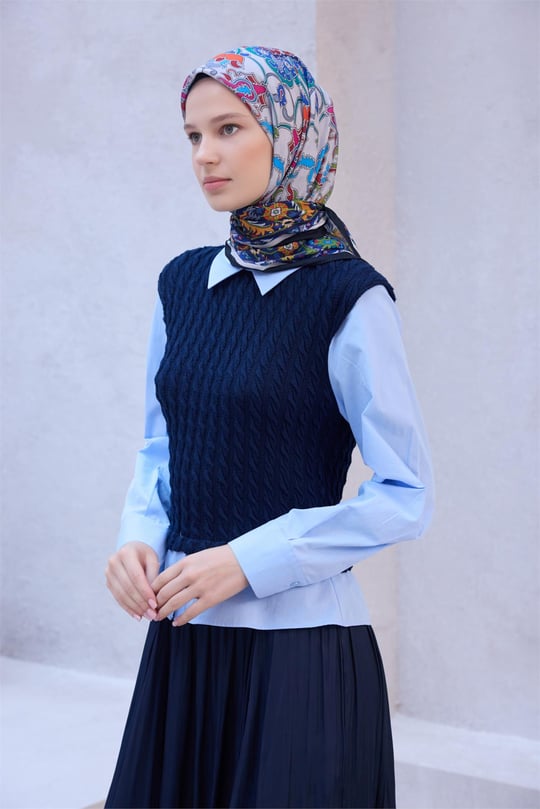 {URUNSEO_TITLE} | BELLI | POLYESTER EŞARP | BELLİ ETNİK DESEN NOVA SİYAH - LACİVERT EŞARP 1003