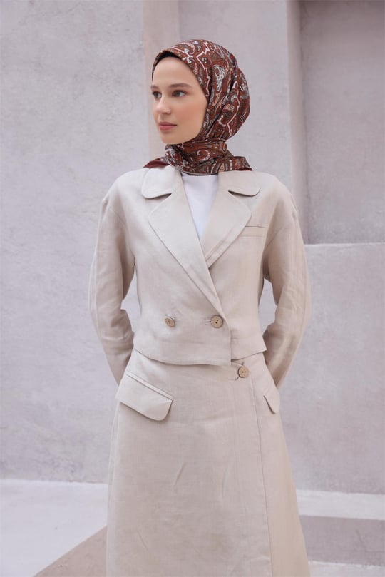 {URUNSEO_TITLE} | BELLI | POLYESTER EŞARP | BELLİ ETNİK DESEN PREMIUM SOFT KİREMİT EŞARP 5