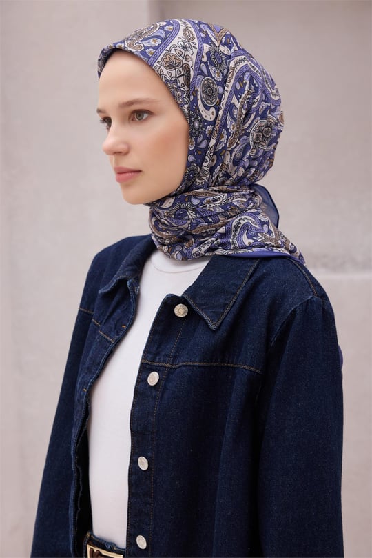 {URUNSEO_TITLE} | BELLI | POLYESTER EŞARP | BELLİ ETNİK DESEN PREMIUM SOFT MOR EŞARP 4