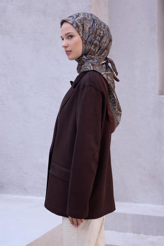 {URUNSEO_TITLE} | BELLI | POLYESTER EŞARP | BELLİ ETNİK DESEN PREMIUM SOFT TABA EŞARP 5