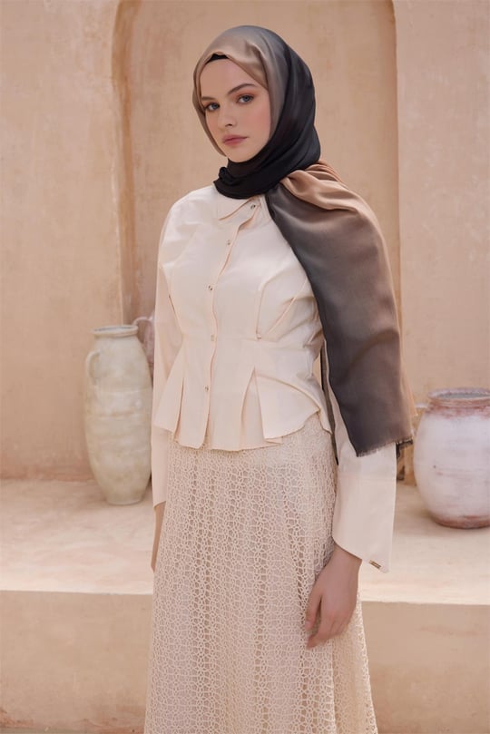 {URUNSEO_TITLE} | BELLI | POLYESTER ŞAL | BELLİ FRESH DEGRADE SİYAH-VİZON ŞAL