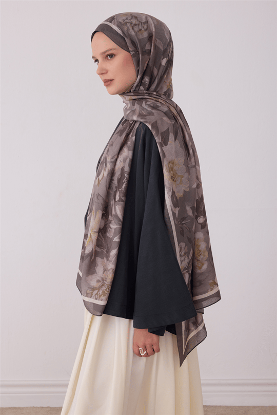 Belli Fresh Etnik Desen Koyu Gri Sanda Şal 1362 - 08