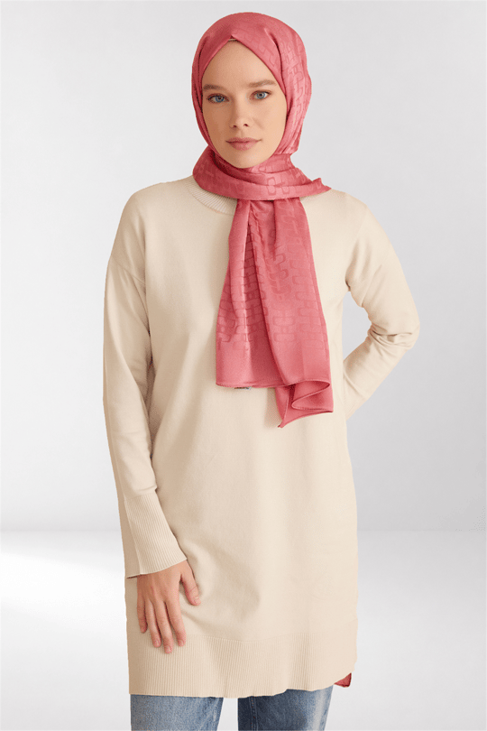 Belli Fresh Geometrik Desen Açık Pembe Jakarlı Şal 2 - 249077