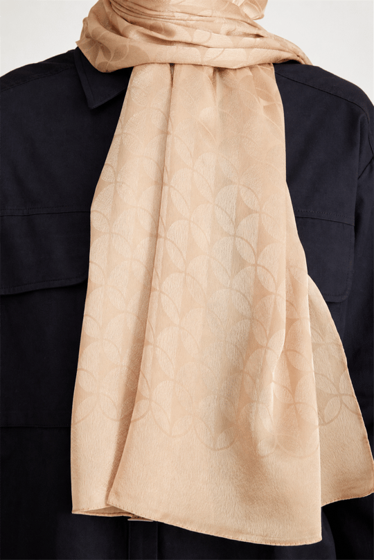 Belli Fresh Geometrik Desen Bej Jakarlı Şal 1 - 249076