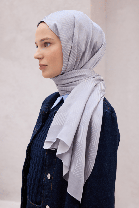 BELLİ FRESH GEOMETRİK DESEN GÜMÜŞ LİVA ŞAL 4