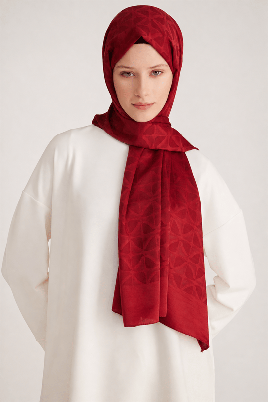 Belli Fresh Geometrik Desen Kırmızı Capri Şal 1 - 247800