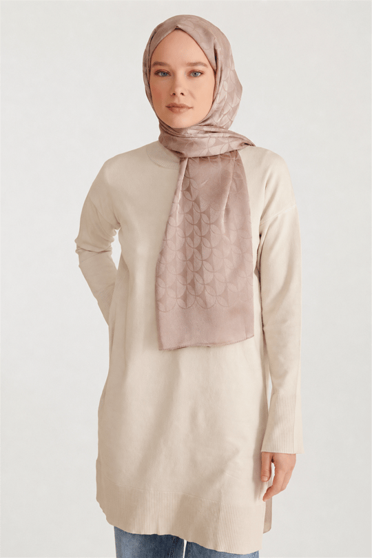 Belli Fresh Geometrik Desen Somon Jakarlı Şal 1 - 241826