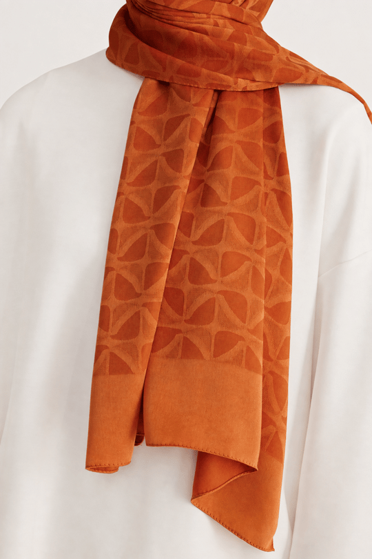 Belli Fresh Geometrik Desen Turuncu Capri Şal 1 - 247789