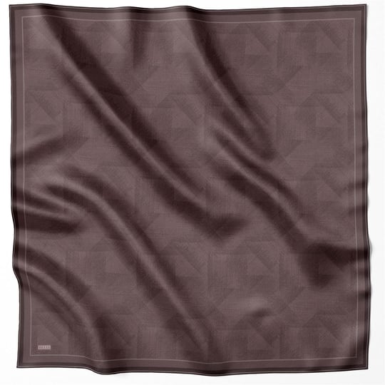 BELLİ GEOMETİK DESEN İPEK EŞARP 4201D (TWILL) KAHVE - 40