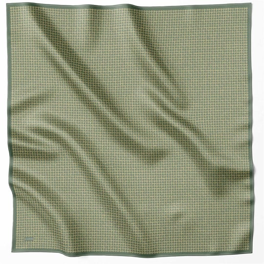 BELLİ GEOMETİK DESEN İPEK EŞARP 4203D (TWILL) HAKİ - 11