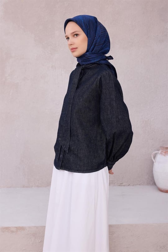 {URUNSEO_TITLE} | BELLI | BELLİ İPEK EŞARP | BELLİ GEOMETİK DESEN İPEK EŞARP 4209D (TWILL) LACİVERT - 53