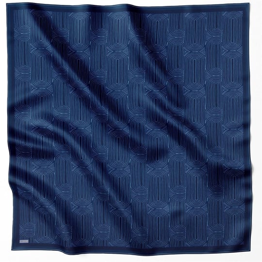 BELLİ GEOMETİK DESEN İPEK EŞARP 4209D (TWILL) LACİVERT - 53