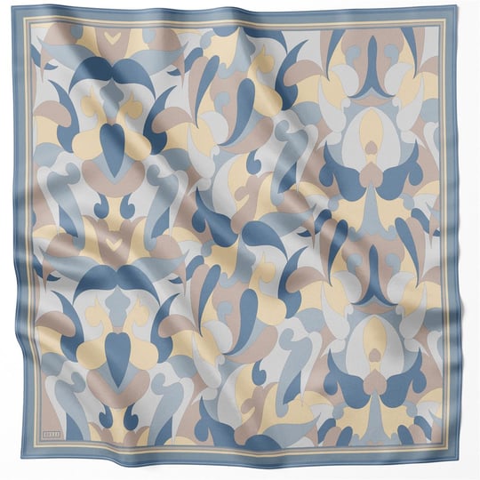 BELLİ GEOMETİK DESEN İPEK EŞARP 4213D (TWILL) İNDİGO - 58