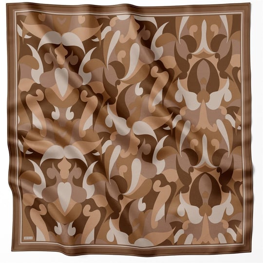 BELLİ GEOMETİK DESEN İPEK EŞARP 4213D (TWILL) KAHVE - 87