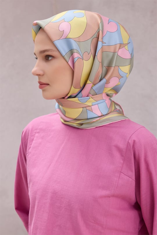 {URUNSEO_TITLE} | BELLI | BELLİ İPEK EŞARP | BELLİ GEOMETİK DESEN İPEK EŞARP 4213D (TWILL) PUDRA - 50