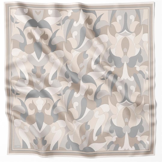 BELLİ GEOMETİK DESEN İPEK EŞARP 4213D (TWILL) GRİ - 84