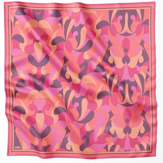 BELLİ GEOMETİK DESEN İPEK EŞARP 4213D (TWILL) PEMBE - 81