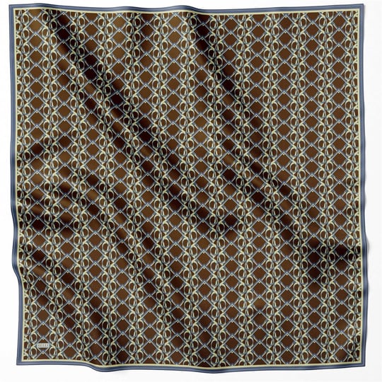 BELLİ GEOMETİK DESEN İPEK EŞARP 4214D (TWILL) KAHVE - 81