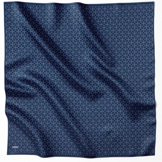 BELLİ GEOMETİK DESEN İPEK EŞARP 4215D (TWILL) LACİVERT - 60