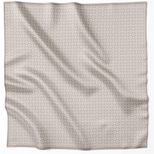 BELLİ GEOMETİK DESEN İPEK EŞARP 4215D (TWILL) BEJ - 05