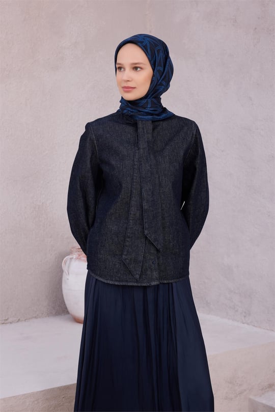 {URUNSEO_TITLE} | BELLI | BELLİ İPEK EŞARP | BELLİ GEOMETİK DESEN İPEK EŞARP 4221D (TWILL) LACİVERT - 56