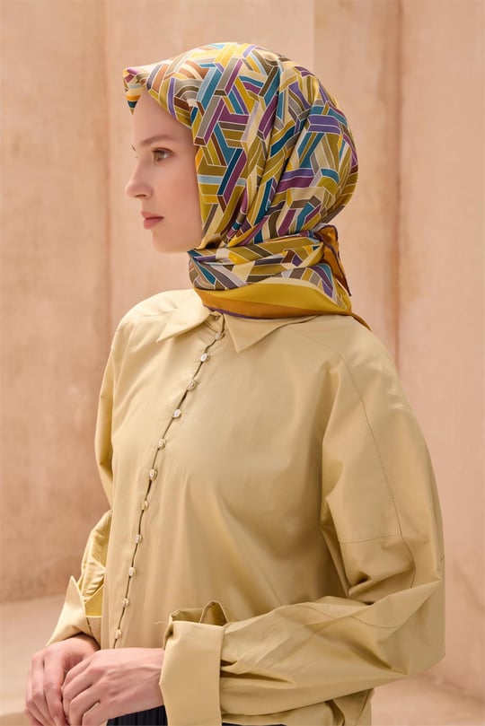 {URUNSEO_TITLE} | BELLI | BELLİ İPEK EŞARP | BELLİ GEOMETRIK DESEN İPEK EŞARP 4119D TWILL - 84