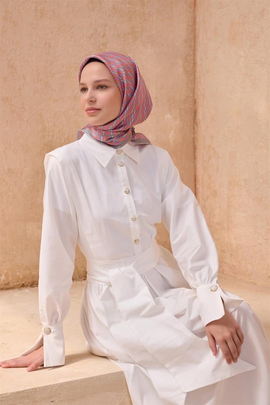 {URUNSEO_TITLE} | BELLI | BELLİ İPEK EŞARP | BELLİ GEOMETRIK DESEN İPEK EŞARP 4124D TWILL - 86
