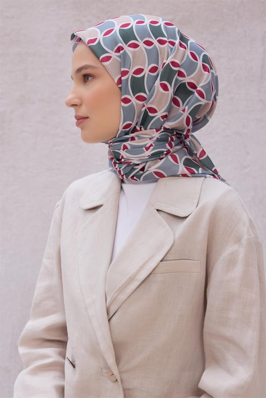 {URUNSEO_TITLE} | BELLI | POLYESTER EŞARP | BELLİ GEOMETRİK DESEN NOVA HAKİ EŞARP 1001