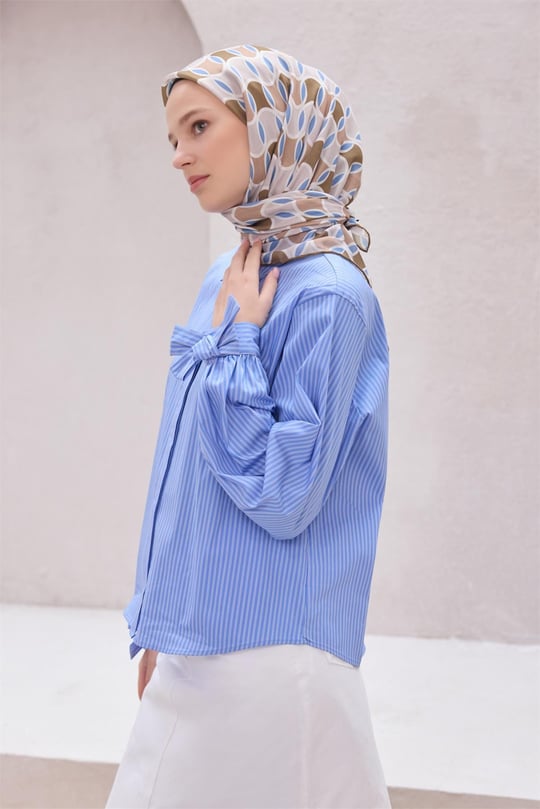 {URUNSEO_TITLE} | BELLI | POLYESTER EŞARP | BELLİ GEOMETRİK DESEN NOVA KAHVE - BEJ EŞARP 1001