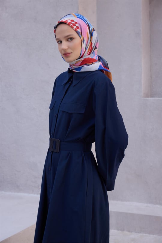 {URUNSEO_TITLE} | BELLI | POLYESTER EŞARP | BELLİ GEOMETRİK DESEN NOVA KIRMIZI - SİYAH EŞARP 1010