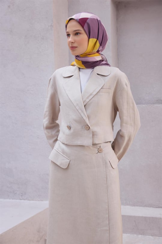 {URUNSEO_TITLE} | BELLI | POLYESTER EŞARP | BELLİ GEOMETRİK DESEN NOVA MOR EŞARP 1015